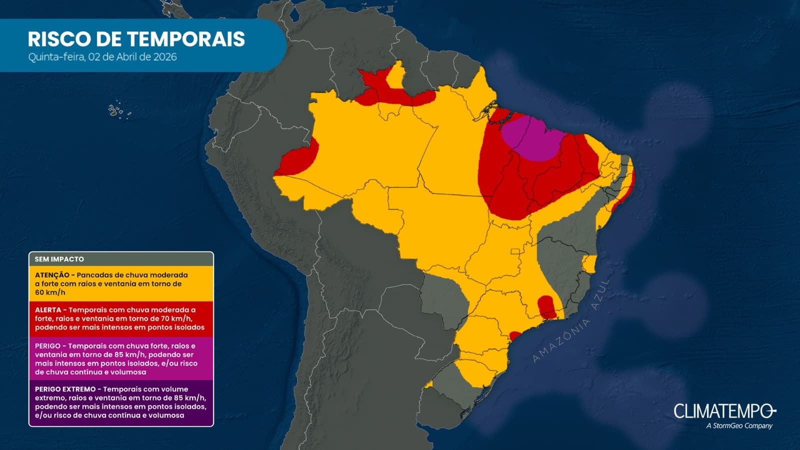 Imagem da notícia Feriado de Páscoa com temporais fortes nas regiões Norte e Nordeste do país Imagem da notícia Feriado de Páscoa com temporais fortes nas regiões Norte e Nordeste do país