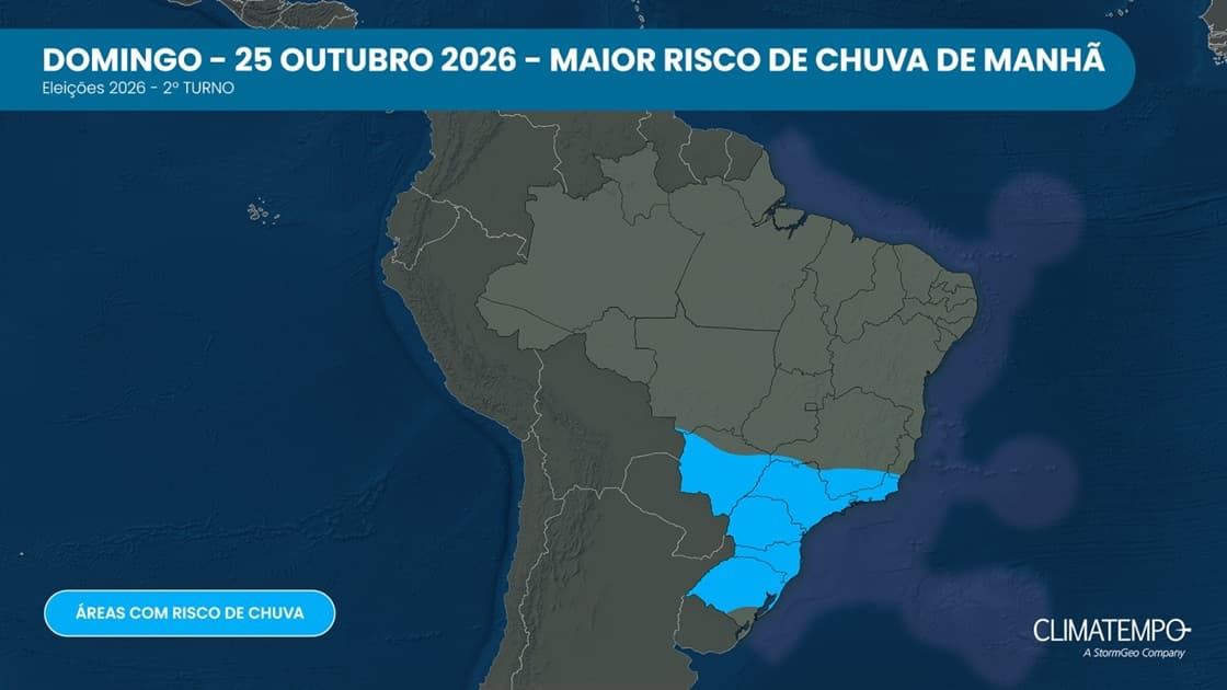 Imagem da notícia Eleições 2026, 2º turno: previsão do tempo para todo o Brasil Imagem da notícia Eleições 2026, 2º turno: previsão do tempo para todo o Brasil
